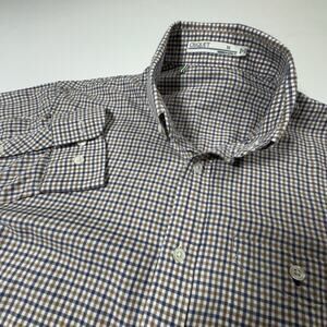 Criquet Button Down Shirt Men’s M Long Sleeve Gingham Check 100% Cotton